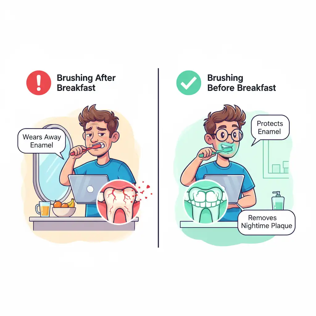 Brush before you eat or drink coffee