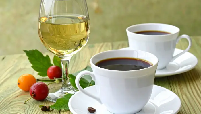 Dark coffee and wine