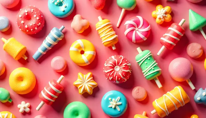 Sugar candy and sweets for bad teeth