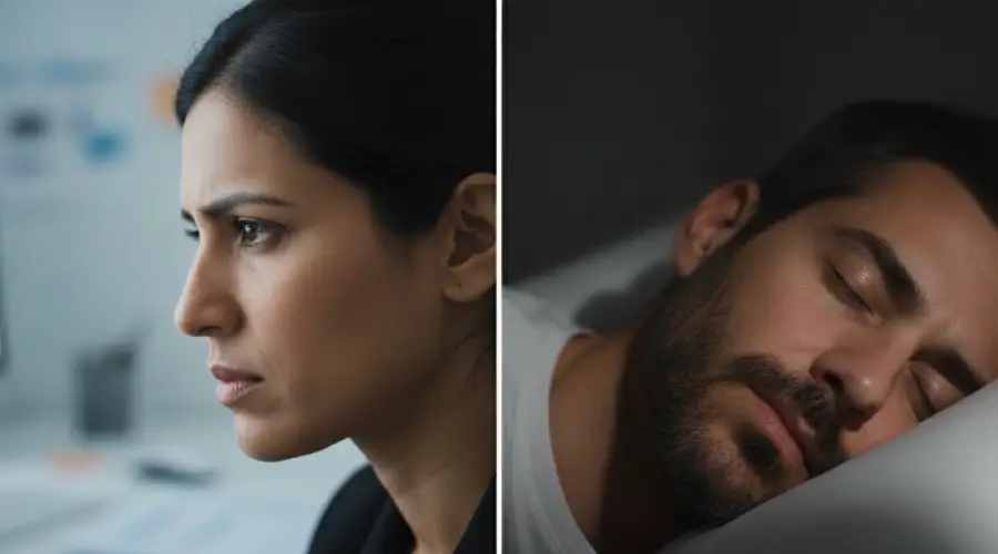 Diagram comparing healthy teeth to those with bruxism, showing worn edges, gum recession, and tooth notches from grinding.